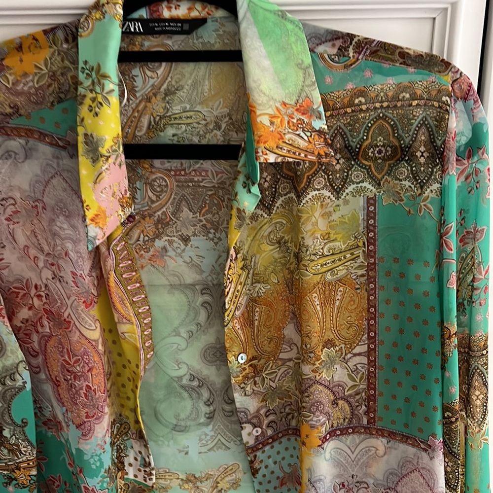 ZARA multi patterned button up - Picture 2 of 2